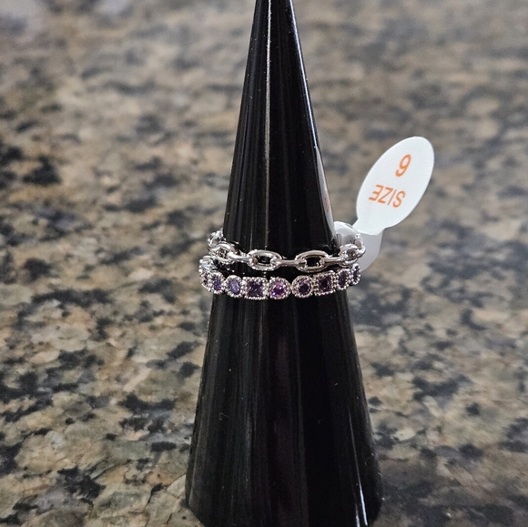 Bomb Party RG83851 "Don't Let Me Go" Amethyst Cubic Zirconia   Sz 6 - Picture 1 of 5
